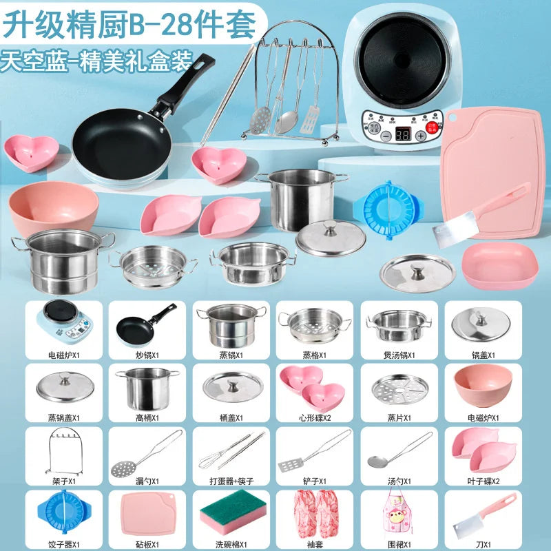 Children's Mini Kitchen Complete Cooking Girl Small Kitchen Set Children's Puzzle Play House Toys Real Cooking Food Set For Kids