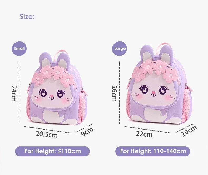 Toddler Backpack for Girls 3-5 Years Old Cartoon Pink Rabbit School Bags Kindergarten Kids Kawaii Bag Mochila Infantil