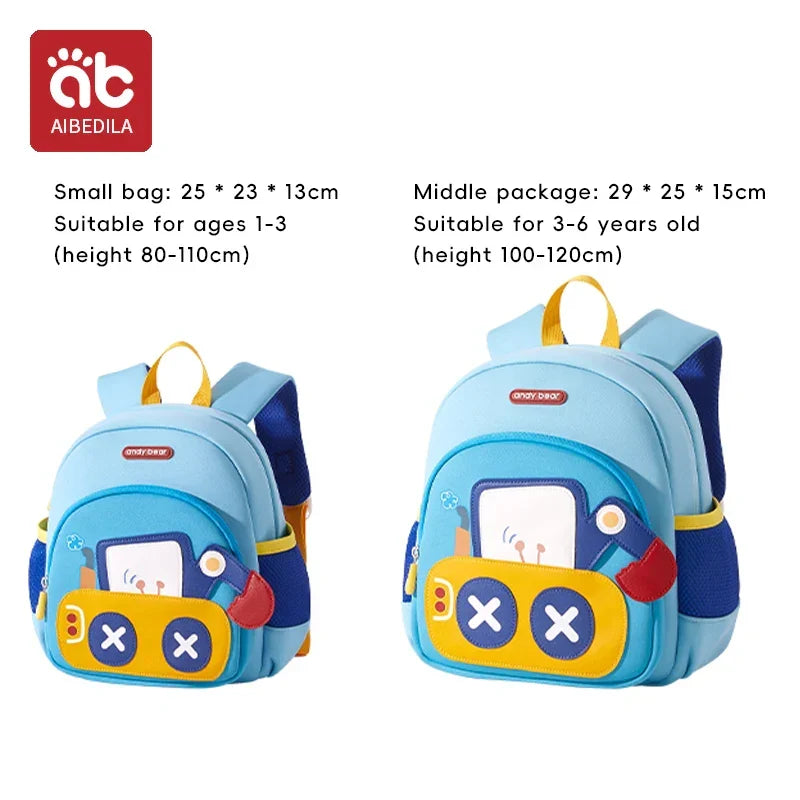 AIBEDILA Children Cute Cartoon 3D Dinosaur School Bags Anti-lost Boys Backpacks Girls Toddler Rucksack Kindergarten