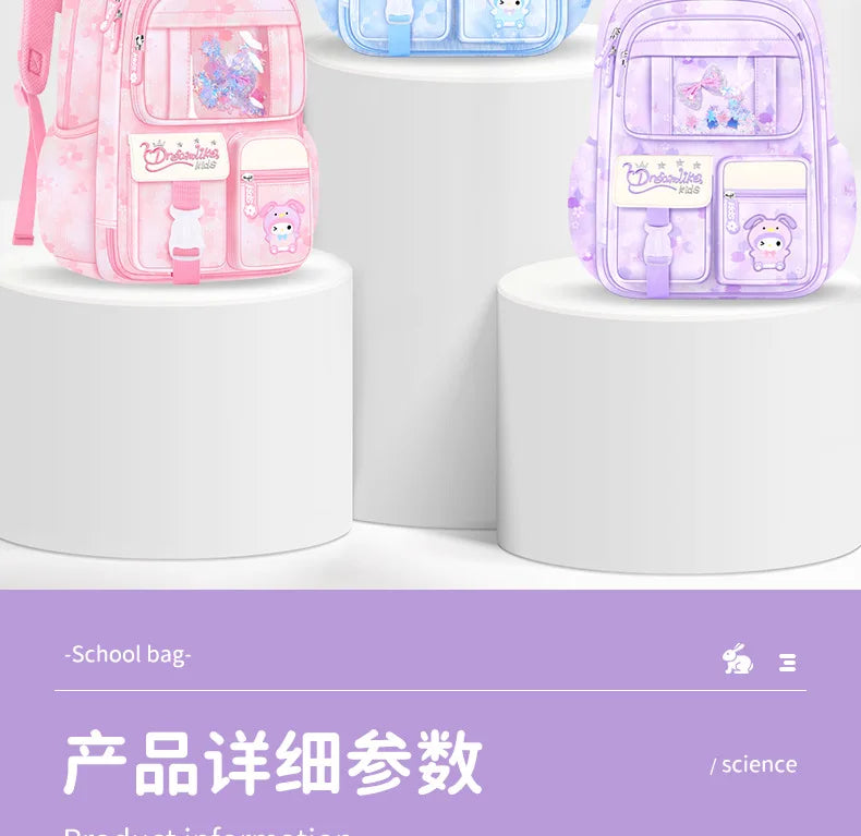 Melody Kuromi Sanrios Backpack Student Bag Girl Cartoon Kawaii Anime Breathable Super Light Large Capacity Child School Bag
