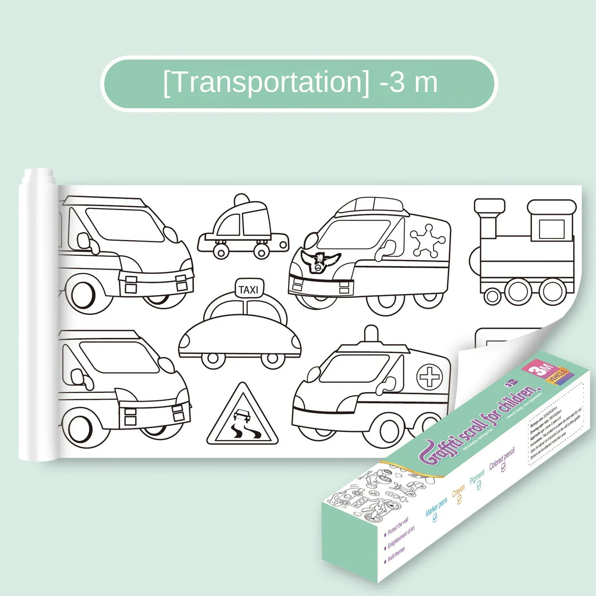 Kids Coloring Paper Roll Sticky DIY Drawing Graffiti Art Color Filling Educational Toys for Children Wall Floor Painting Gifts