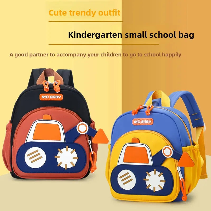 Kids Backpack for Boys Girls Toddler School Kinder garten Cute Construction Truck Car Design Trendy Casual Backpack - Baby's