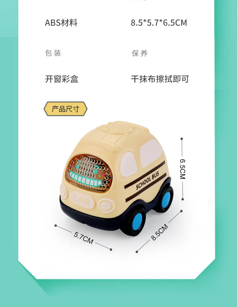 Cartoon Inertia Mini Car Toy Set Ambulance Police Car School Bus Fun Simulated Real Car Model Toys Boy's Birthday Surprise Gifts