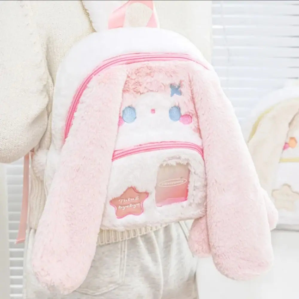 Cute Cat Women Backpack Plush Fluffy Kawaii Small Cartoon Idol Photocard Pouch Itabag Students Lolita Jk Daily Female Bag