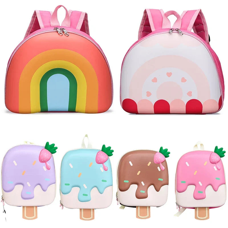 2024 New Korean Version Ice cream Shape Children's Backpack Kindergarten Schoolbag 3-5 Years Old Boys Girls Cute Children