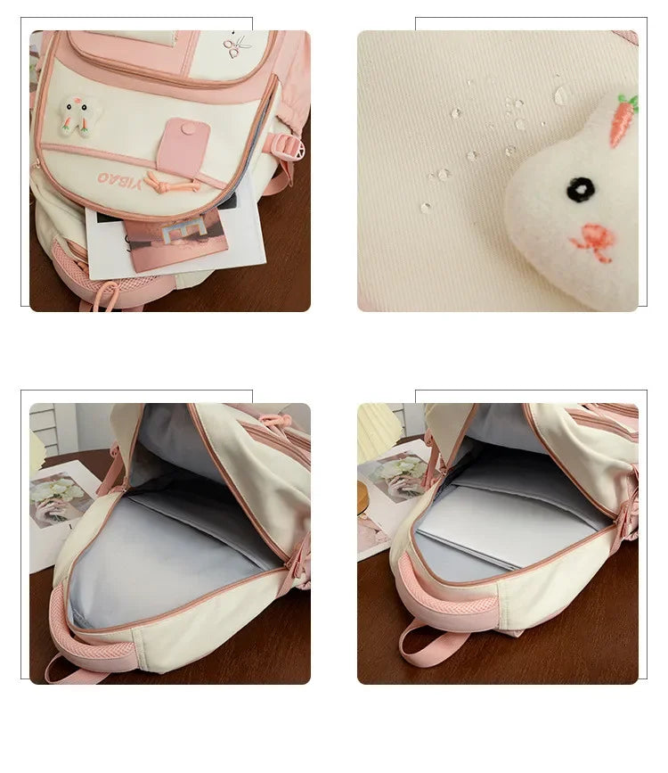 New cute rabbit children school backpack Fashionable splicing color contrast fresh lady knapsack kids schoolbags bring a
