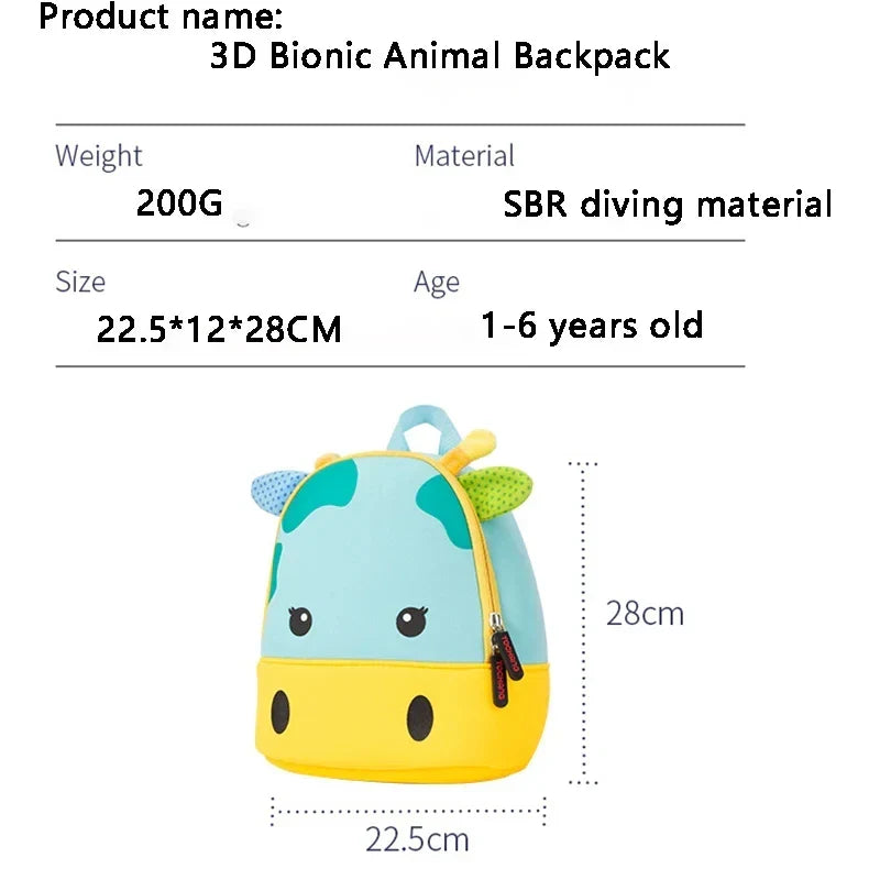 Fashion Children School Bags 3D Biomimetic Animal Kids Backpack Kindergarten Boys and Girls School Bags Mini Backpack Book