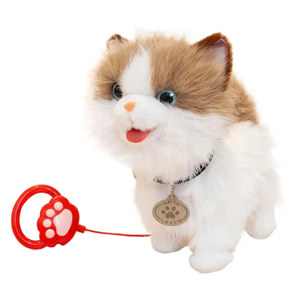 Interactive Plush Pet Toy with Walking Tail Wagging Voice Mimicry Touch Sensitive Remote Control Leash for Kids Gift