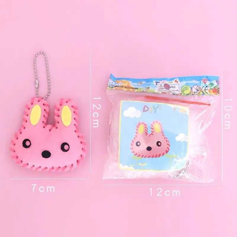 5Pcs Non-woven Fabric Animal Pink Bag Keychain DIY Handmade Toys Children Kids Birthday Party Ornaments Arts Crafts Kits Gifts