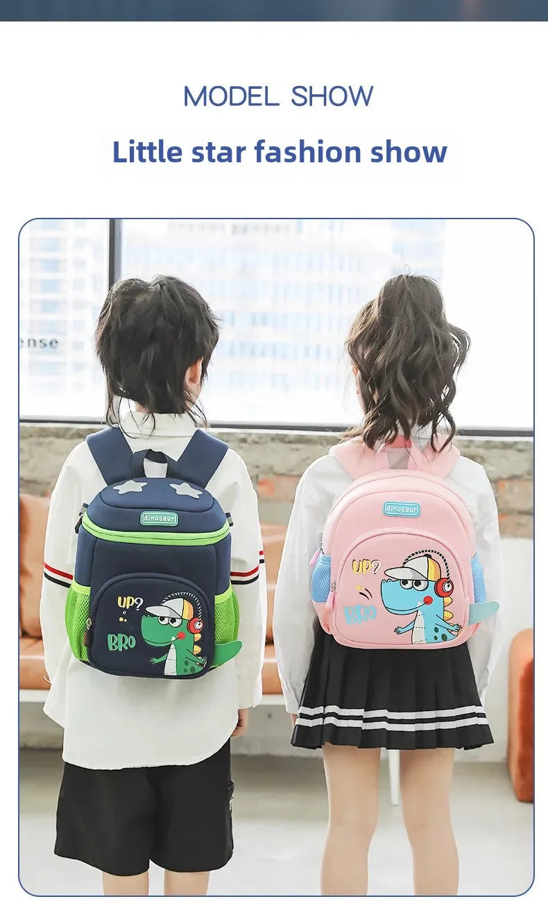 New Cartoon Dinosaur Kindergarten Backpack Spine Protection Lightweight School Bag for Primary School Children - Baby's