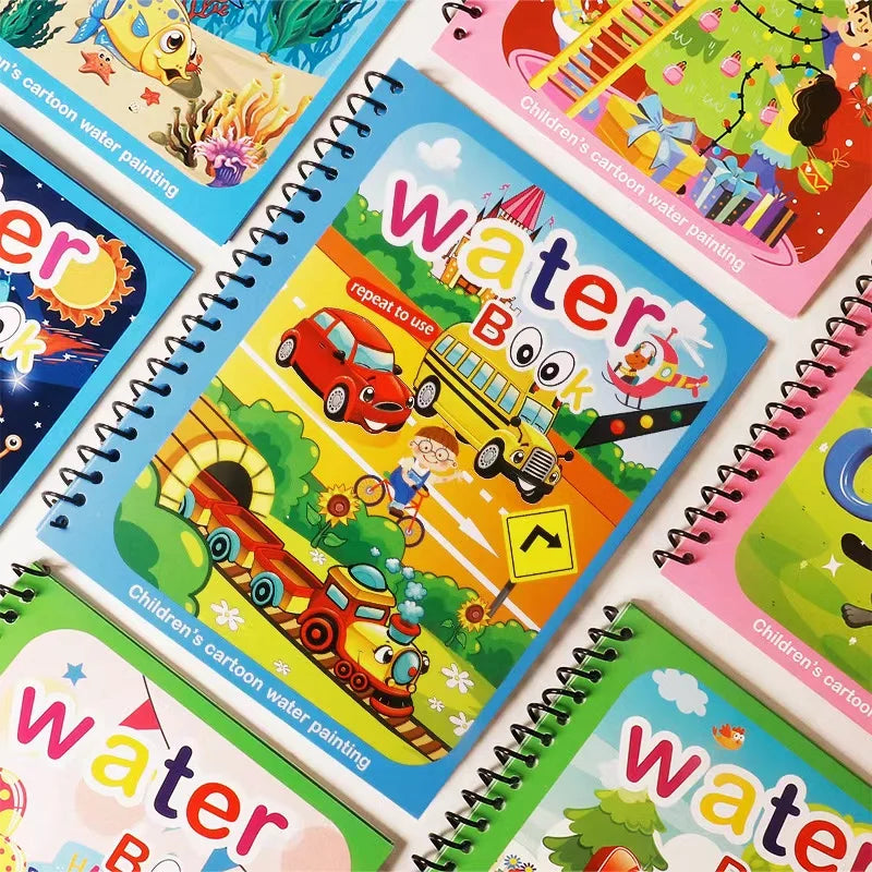 1 Book+1 Pen Reusable Coloring Book Water Painting Book Sensory Early Education Puzzle Drawing Toys