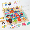 Wooden Dress up Puzzles Matching Game Drying Clothes Early Educational Montessori Toy Kids Puzzle Set for Children Boys Girls