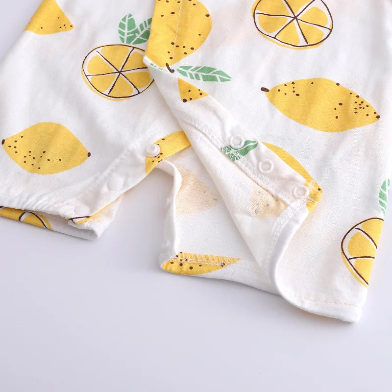 Newborn Baby Summer Onesie Pure Cotton Clothes Boys Girls Cute Fruit Printed Jumpsuit Baby Short Sleeve Thin Monk  Clothes