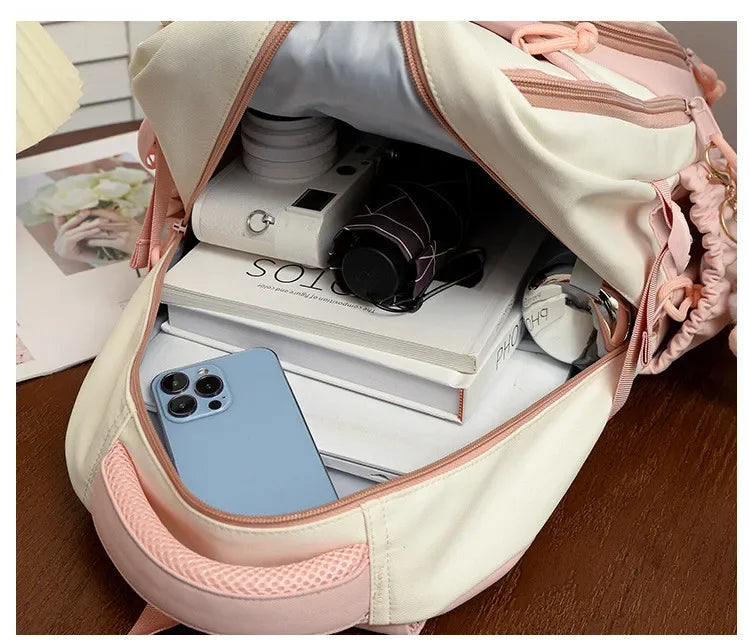 New cute rabbit children school backpack Fashionable splicing color contrast fresh lady knapsack kids schoolbags bring a
