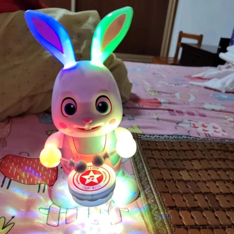 Robot Rabbit Dancing Sing Song Electronic Music Animal Beat Drum With LED Cute Desktop Model Toy Children Birthday Gift