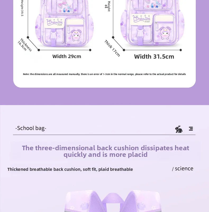 Melody Kuromi Sanrios Backpack Student Bag Girl Cartoon Kawaii Anime Breathable Super Light Large Capacity Child School Bag