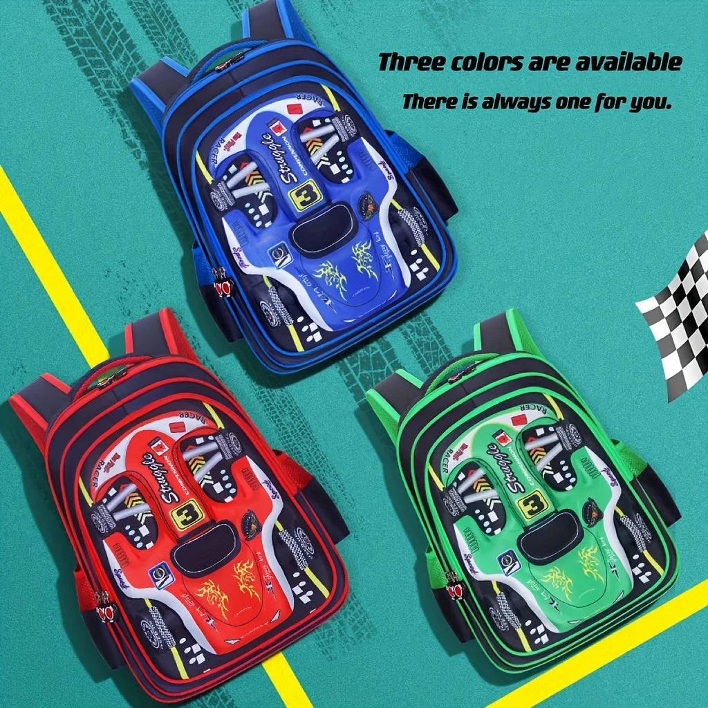 Waterproof Lightweight 3D Car Backpack Kindergarten Kid Preschool Backpack Young Children Boy Girl SchoolBag Primary Red