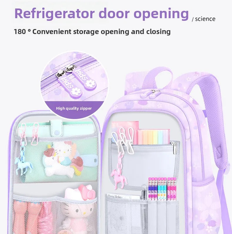 Melody Kuromi Sanrios Backpack Student Bag Girl Cartoon Kawaii Anime Breathable Super Light Large Capacity Child School Bag