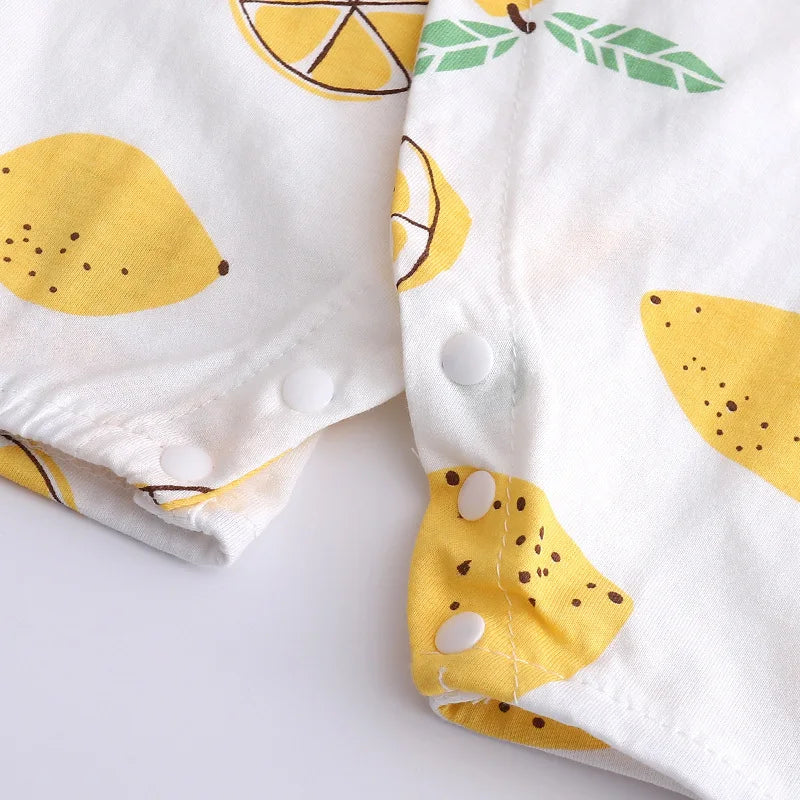Newborn Baby Summer Onesie Pure Cotton Clothes Boys Girls Cute Fruit Printed Jumpsuit Baby Short Sleeve Thin Monk  Clothes