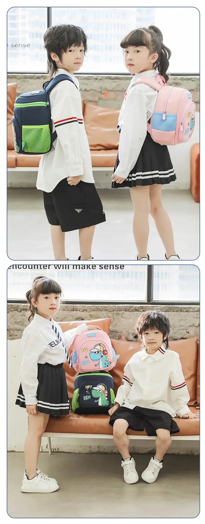 New Cartoon Dinosaur Kindergarten Backpack Spine Protection Lightweight School Bag for Primary School Children - Baby's