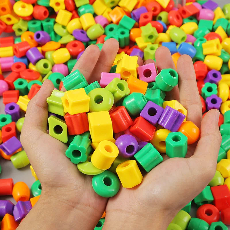 Montessori Toys Educational Toy For Children Early Learning Geometric Blocks Threading Buttons Teaching Aids Brain-training TMZ