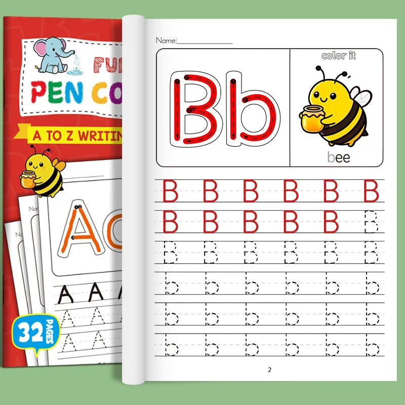 Children's Alphabet Practice Books A-Z Writing Practice Books, Learning Writing, Drawing Pages ActivitiesIllustration Book