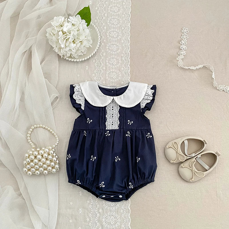 2026 New Summer Newborn 0-24M Infant Baby Girl Romper Baby Girl Clothing Flutter Sleeved Cotton Print Baby Girl Rompers
