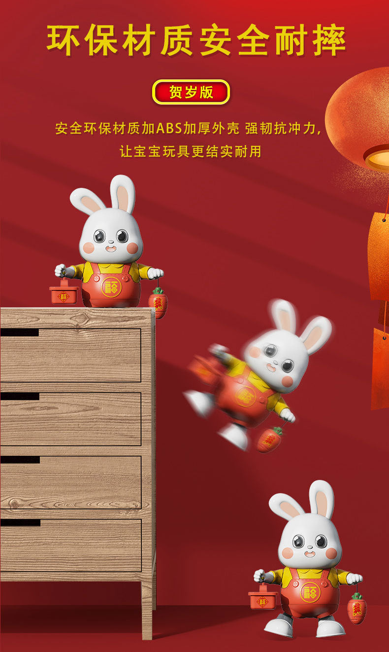 Electric Dancing Little Fu Rabbit TikTok Same Style Robot Light Music Children's Educational Luminous Toys