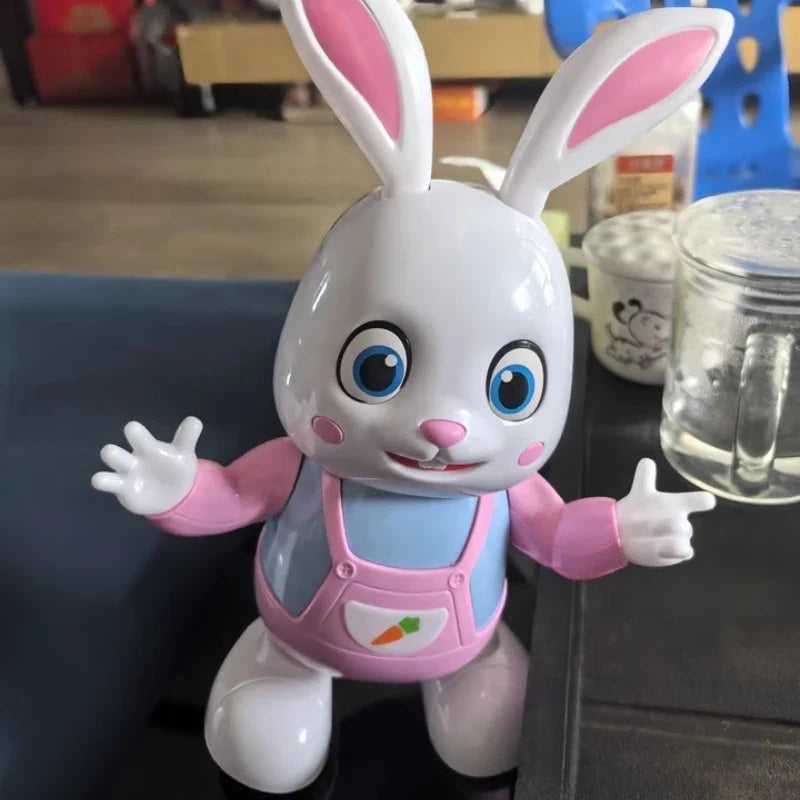 Robot Rabbit Dancing Sing Song Electronic Music Animal Beat Drum With LED Cute Desktop Model Toy Children Birthday Gift
