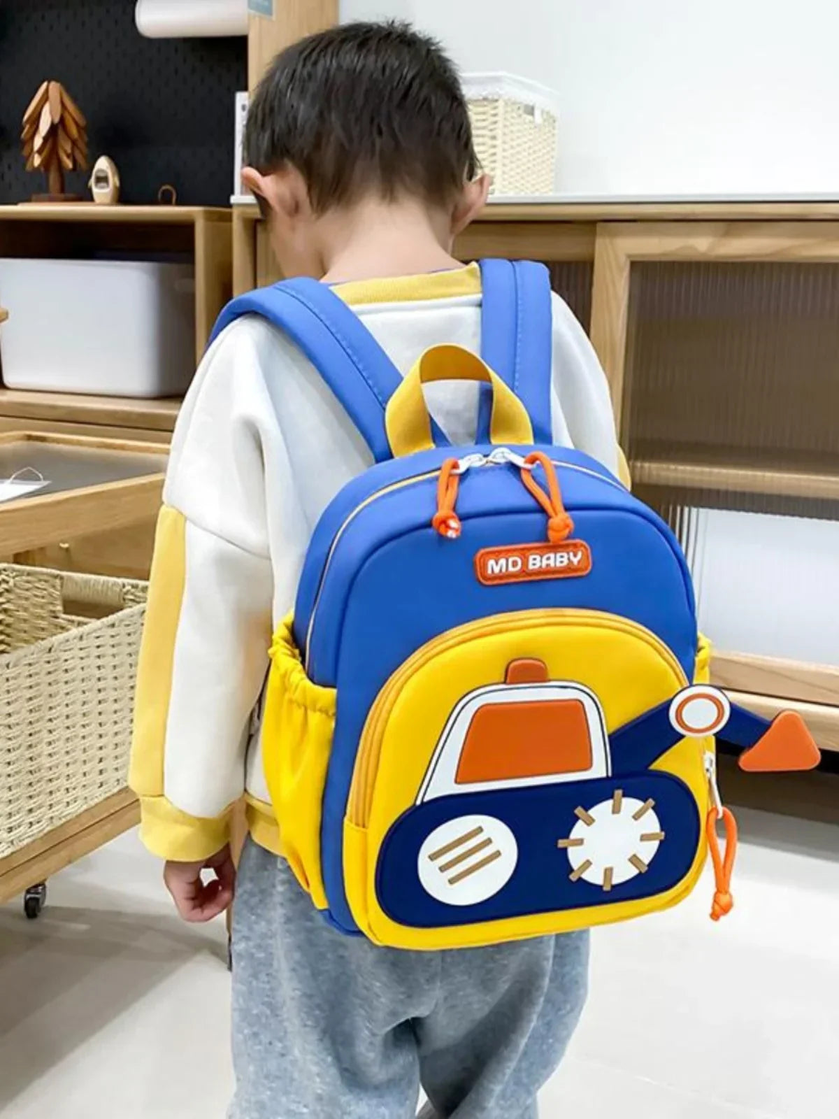 Kindergarten Bapa Boys School Bag 3 Years Old Car Digger Cartoon, Lightweight Waterproof - Baby's World