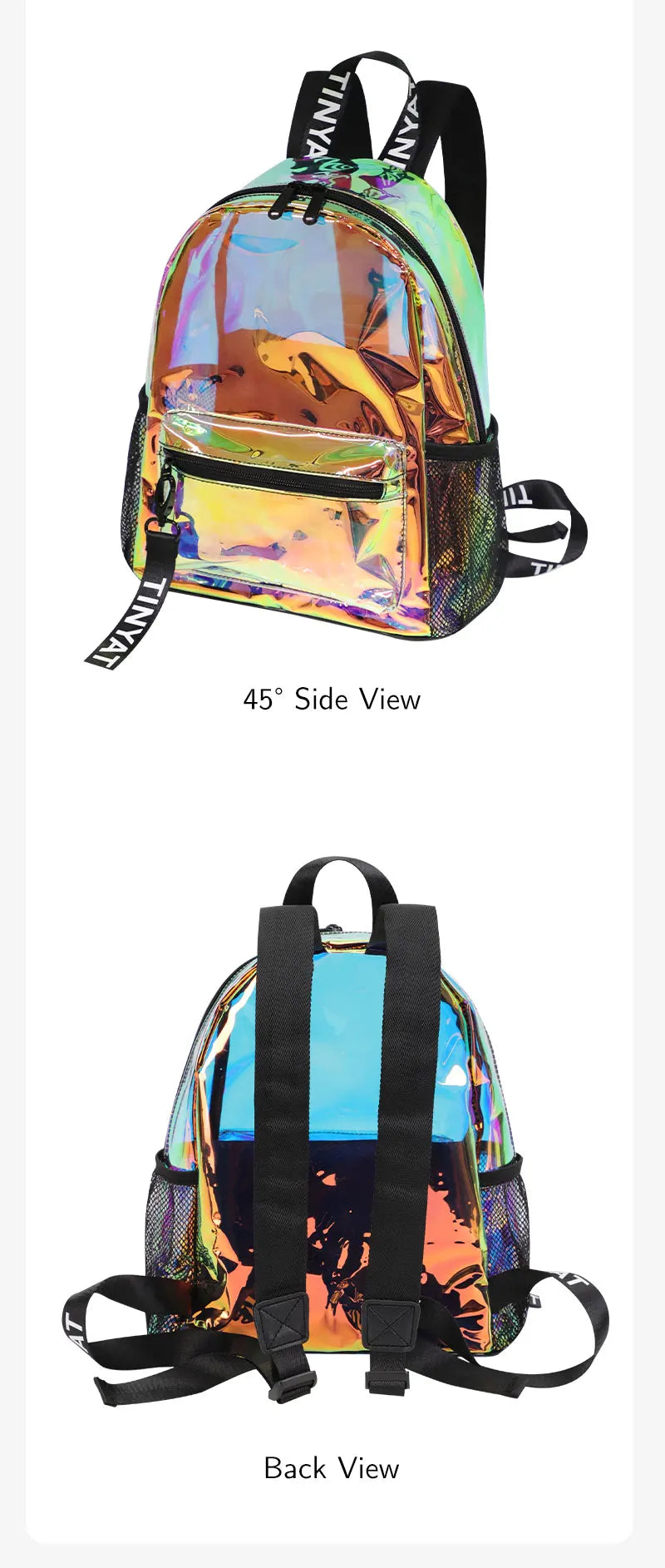 TINYAT PVC Clear Backpacks for Women Stylish Music Festival Water Resistant School Bag ita Bag for Easy Inspection During