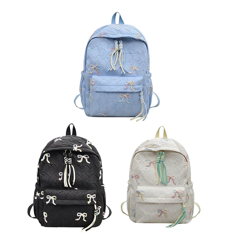 Versatile Junior High School Student Travel Laptop Backpack Cute Schoolbag Female Middle School Student Fashion Bowknot