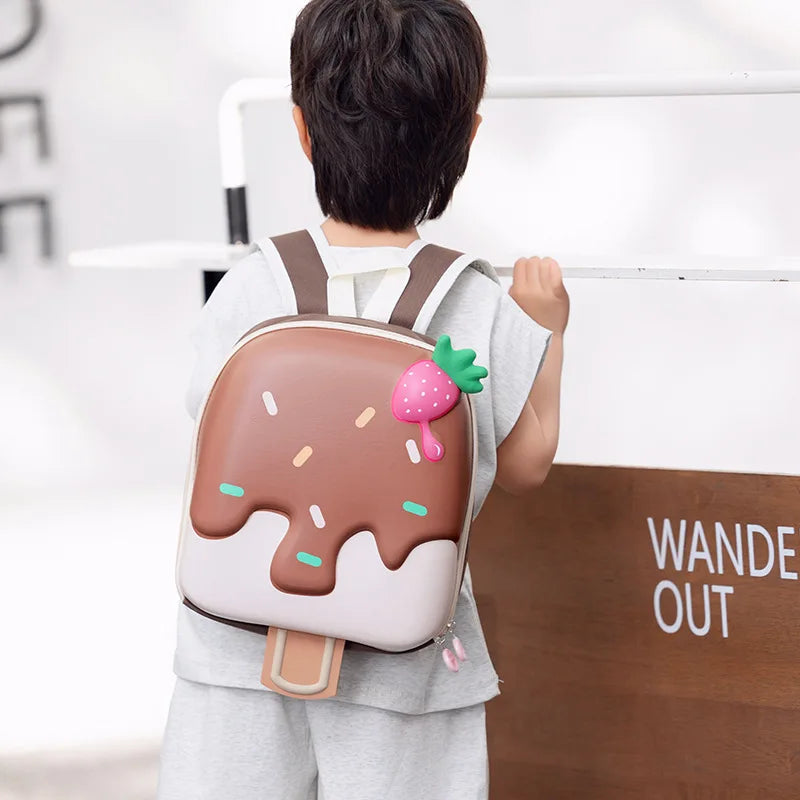 2024 New Korean Version Ice cream Shape Children's Backpack Kindergarten Schoolbag 3-5 Years Old Boys Girls Cute Children
