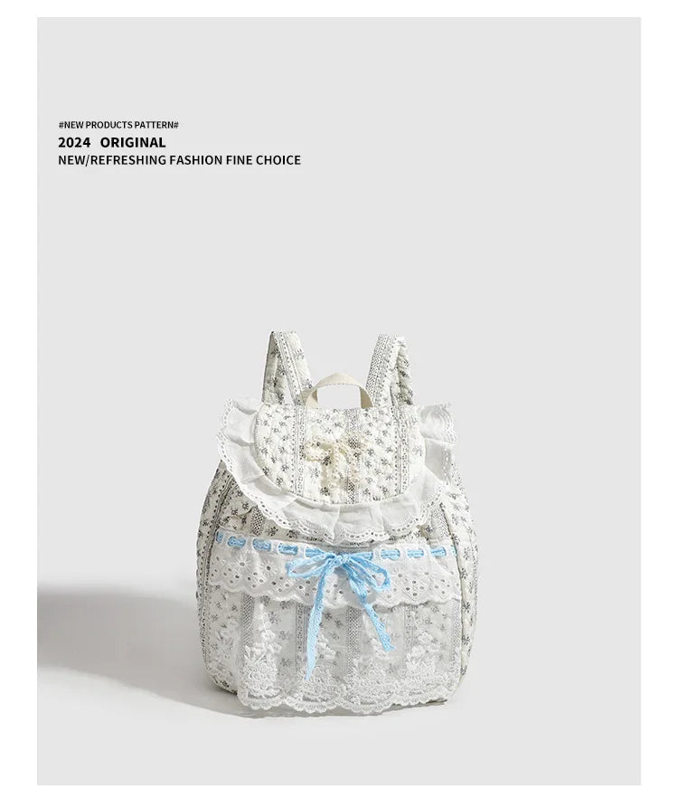 Student Schoolbag Korean - Student's Schoolbag Korean Version Kawaii Fashion Bag Lace Bow Backpack Cloth Bag Sweet Style