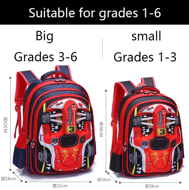 Waterproof Lightweight 3D Car Backpack Kindergarten Kid Preschool Backpack Young Children Boy Girl SchoolBag Primary Red