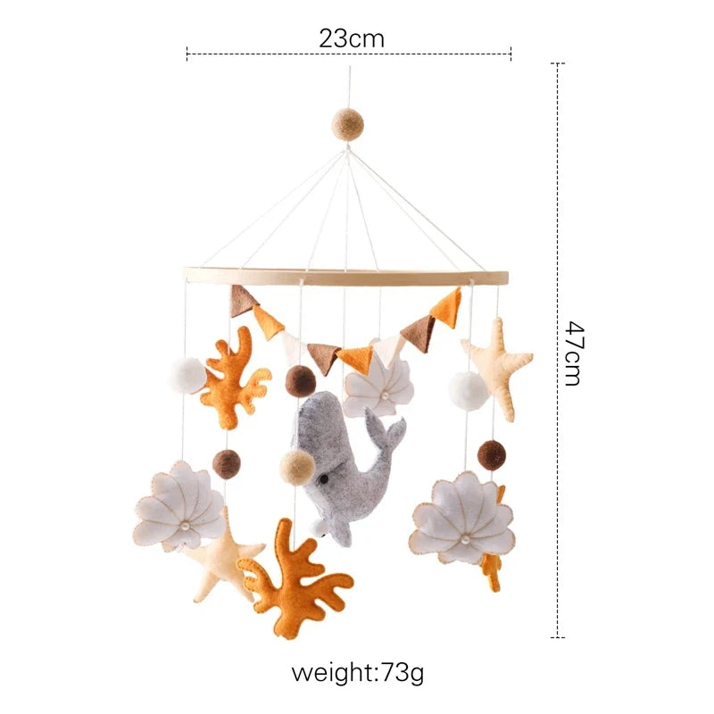 Baby Wooden Bed Bell Cartoon Rabbit Mobile Hanging Rattles Toy Hanger Crib Mobile Bed Bell Wood Toy Holder Arm Bracket Kid Gifts