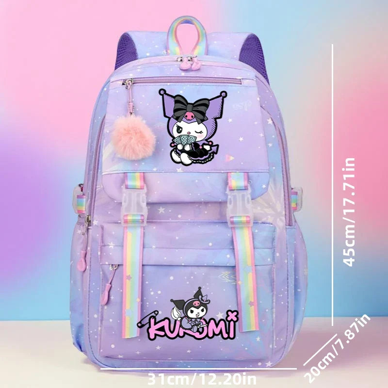 Cinnamoroll Teen Girls Backpack Teen Travel SchoolBag, Large Capacity Lightweight Kuromi Print Daypack for School or Daily
