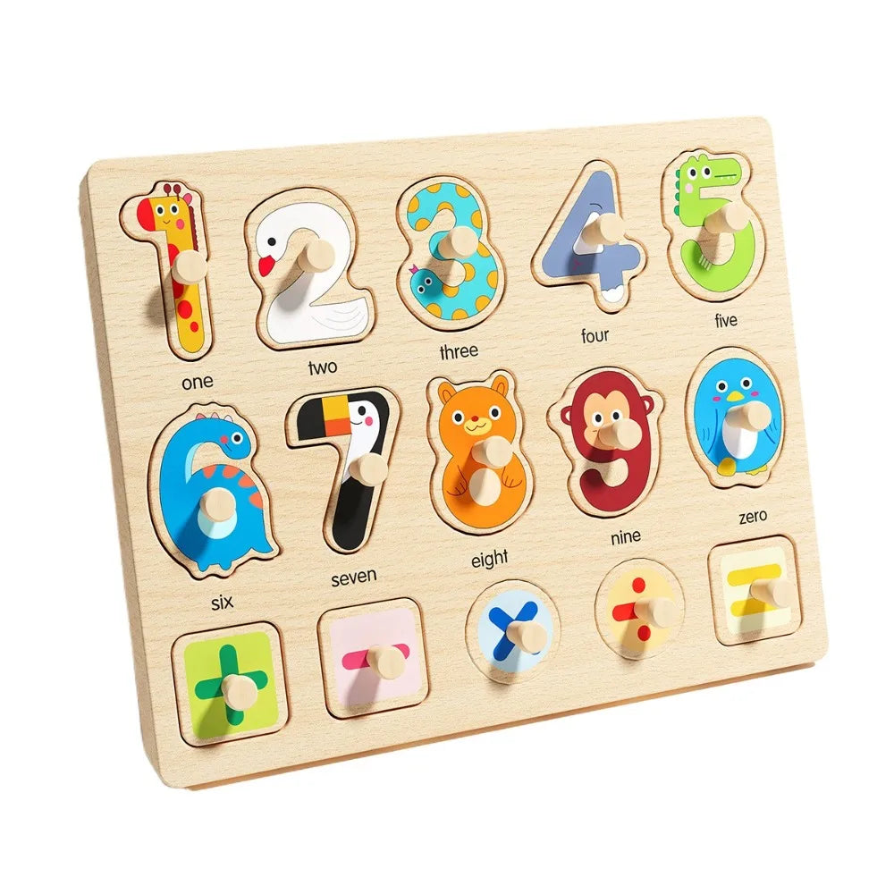 Montessori Hand Grab Boards Toys Cartoon Shape Matching Tangram Jigsaw Game Multifunction Creative Wooden Puzzle Toys Kids
