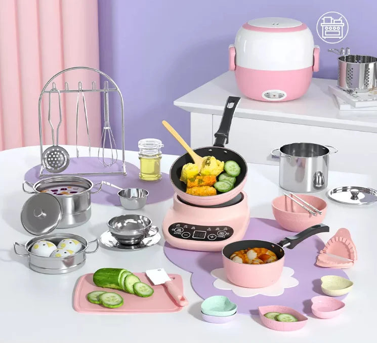 Children's Mini Kitchen Complete Cooking Girl Small Kitchen Set Children's Puzzle Play House Toys Real Cooking Food Set For Kids
