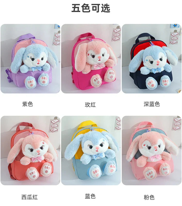 Plush 3D Rabbit Backpack for Boys Girls Kids Children SchoolBag Cute Bow Tie Cartoon School Bags Kindergarten Preschool Baby