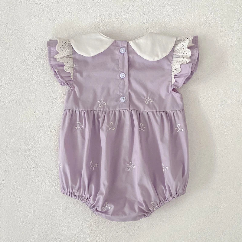 2026 New Summer Newborn 0-24M Infant Baby Girl Romper Baby Girl Clothing Flutter Sleeved Cotton Print Baby Girl Rompers
