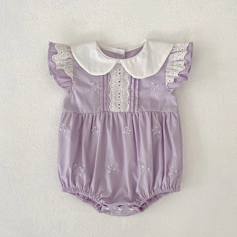 2026 New Summer Newborn 0-24M Infant Baby Girl Romper Baby Girl Clothing Flutter Sleeved Cotton Print Baby Girl Rompers