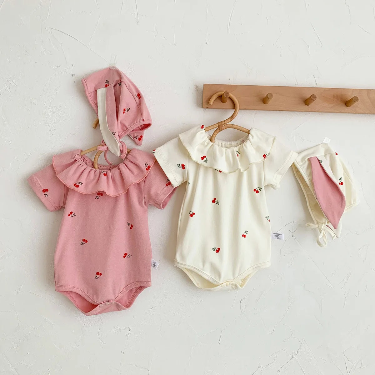 Summer Baby Clothes Newborn Thin Infant Girls One-Piece Cherry Short Sleeve Romper Newborns Jumpsuit Homewear Casual Pajamas