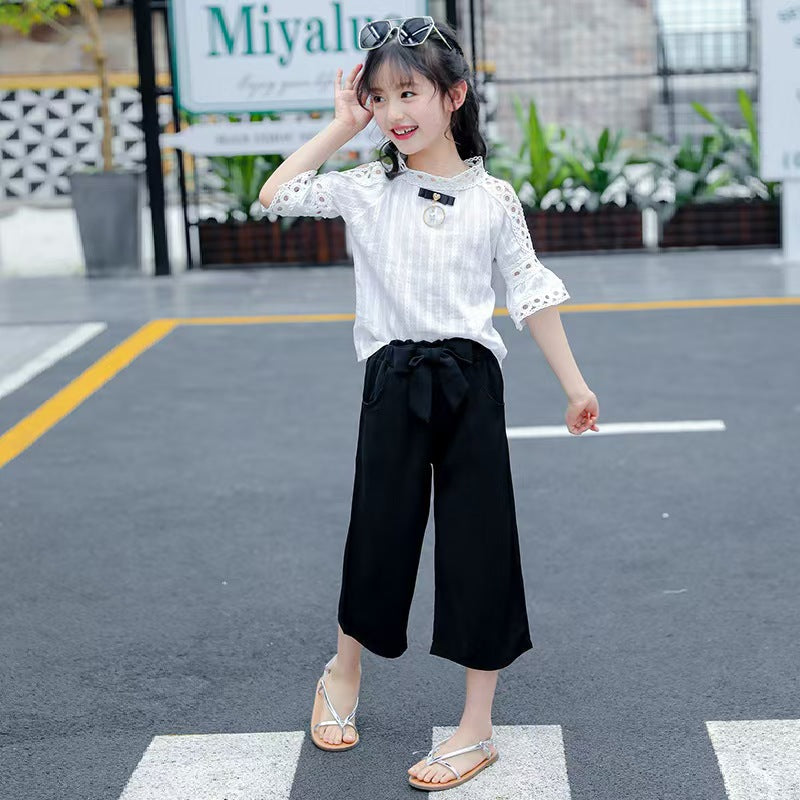 Angugu Girls Summer Suit  New Children's Clothes Foreign Style