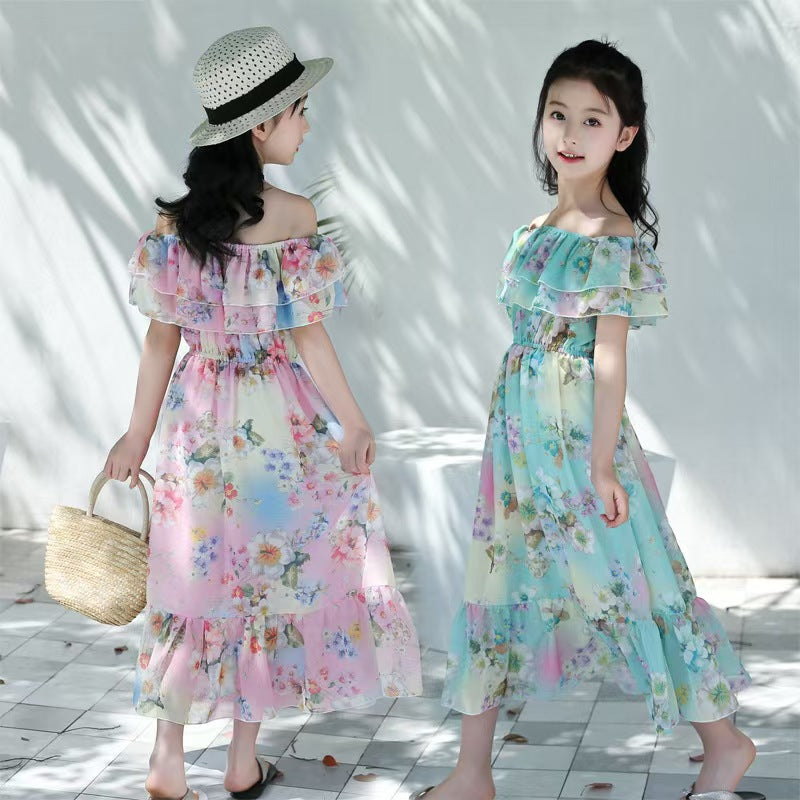 Girls flower print dress made from soft comfortable fabric for birthdays, parties and everyday wear