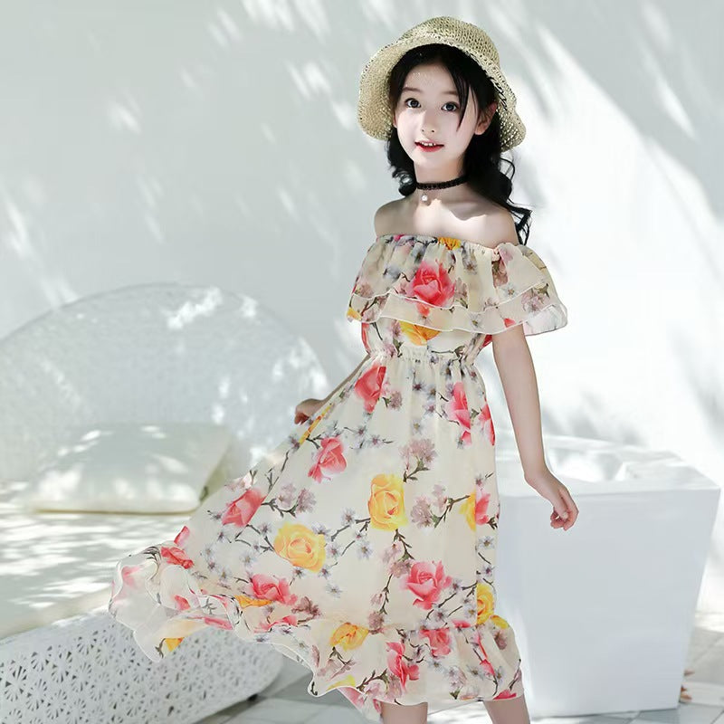 Girls flower print dress made from soft comfortable fabric for birthdays, parties and everyday wear