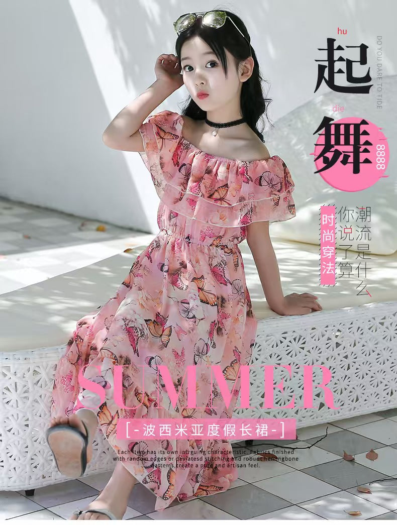 Girls flower print dress made from soft comfortable fabric for birthdays, parties and everyday wear