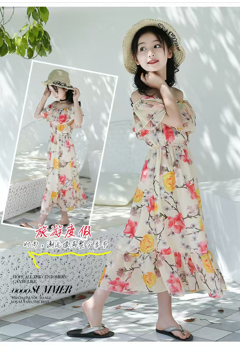 Girls flower print dress made from soft comfortable fabric for birthdays, parties and everyday wear