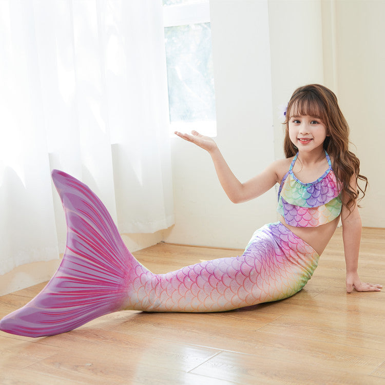 Three Piece Fashion Kids Mermaid Toddler Boho Swimsuit