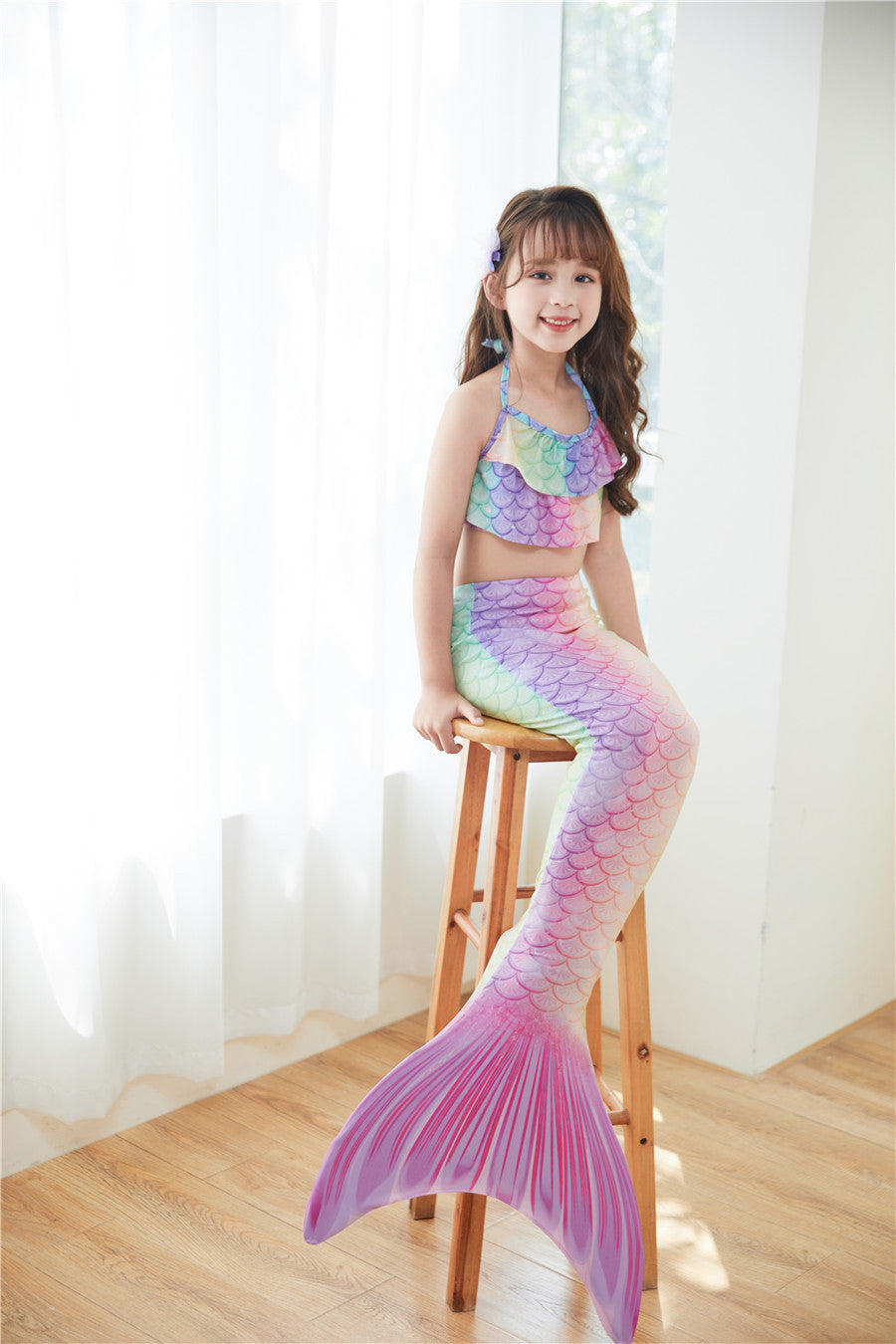 Three Piece Fashion Kids Mermaid Toddler Boho Swimsuit